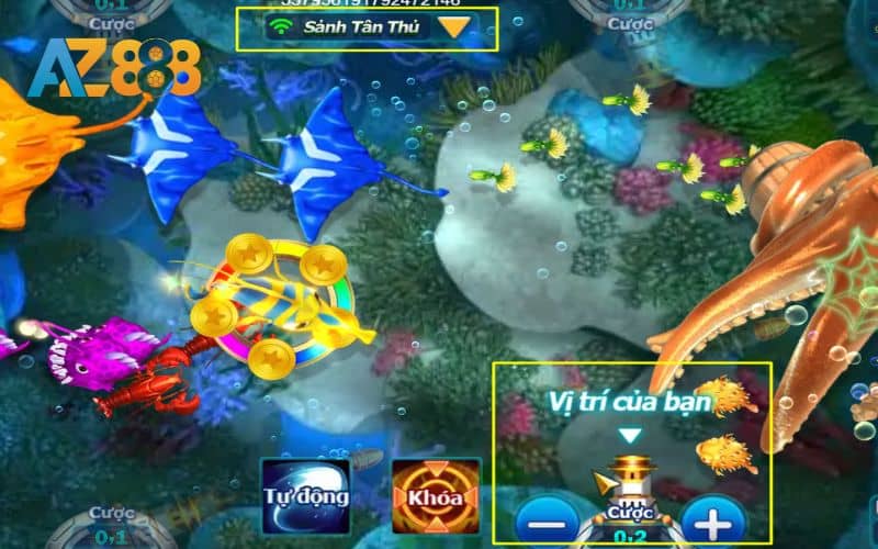 Chọn sảnh chơi và điều chỉnh cược để bắn cá