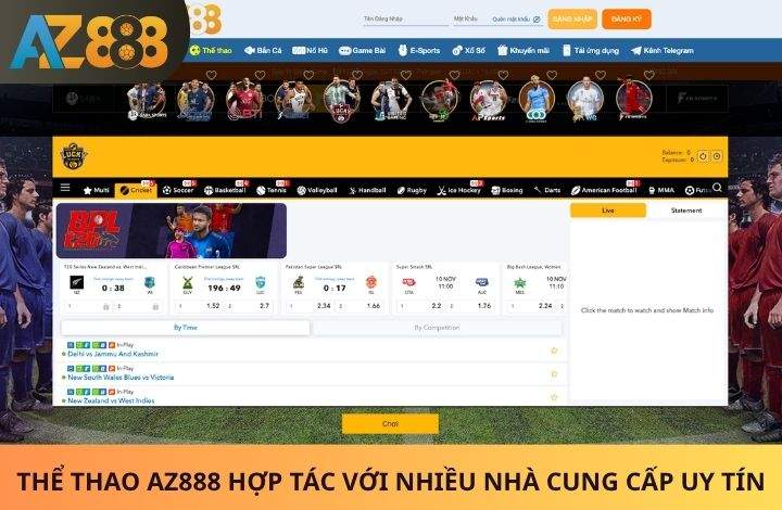 Các sảnh cược có tại Thể Thao AZ888