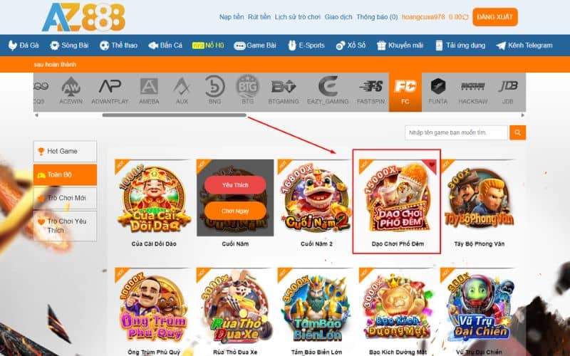 Các bước tham gia trò chơi nổ hũ dạo chơi phố đêm tại AZ888